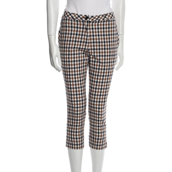 Aquascutum London Checkered Ankle Pants - Brown, Black, White - Picture 1 of 7